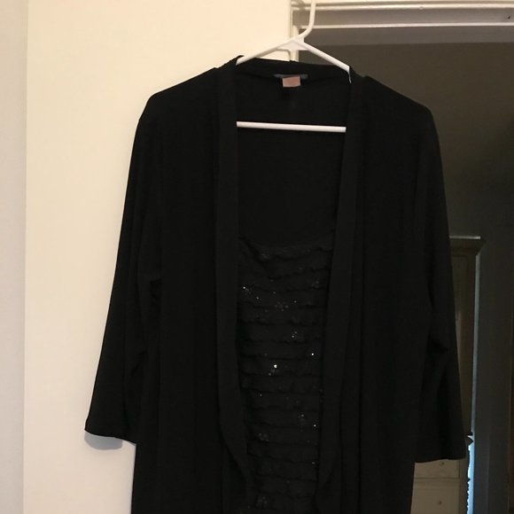 American City Wear 3X black jacket tunic with sparkly mock tank attached. - Picture 8 of 16
